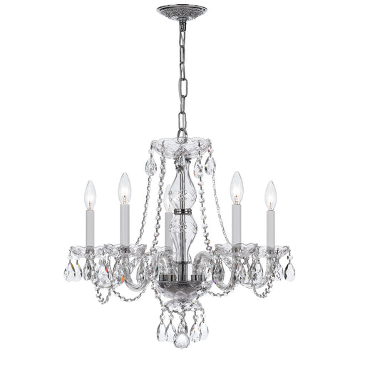 Traditional Crystal 5 Light 21" Chandelier in Polished Chrome