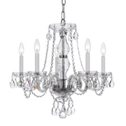 Traditional Crystal 5 Light 21" Chandelier in Polished Chrome