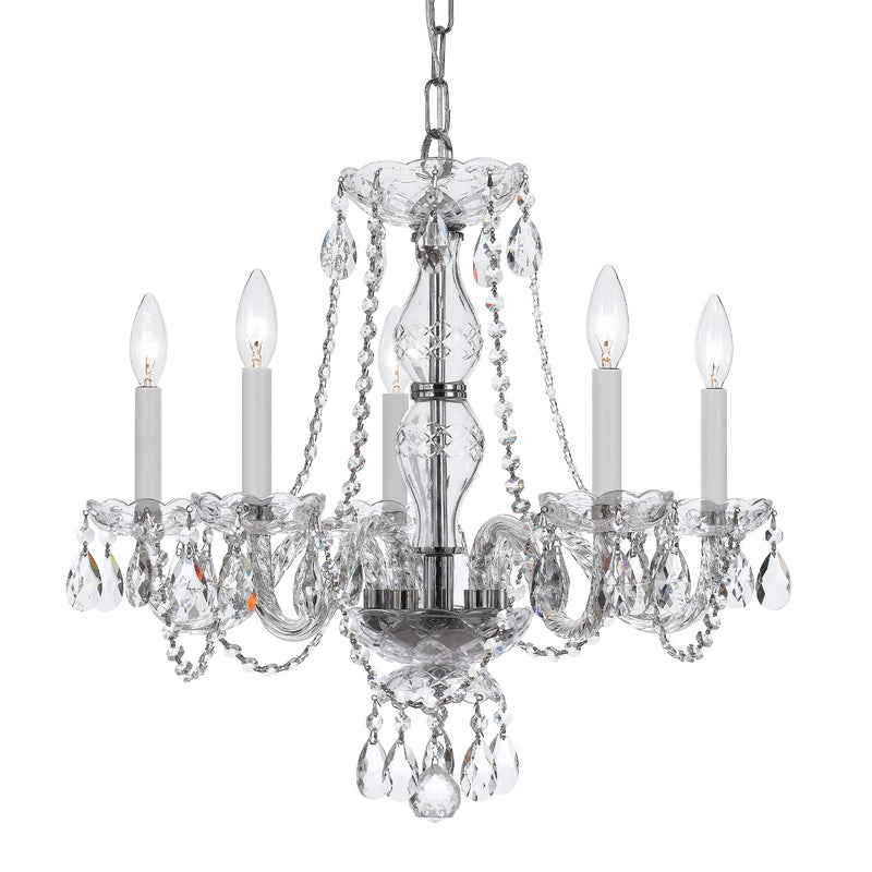 Traditional Crystal 5 Light 21" Chandelier in Polished Chrome