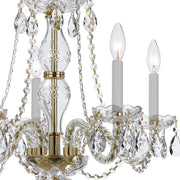 Traditional Crystal 5 Light 21" Chandelier in Polished Brass