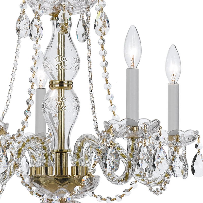 Traditional Crystal 5 Light 21" Chandelier in Polished Brass