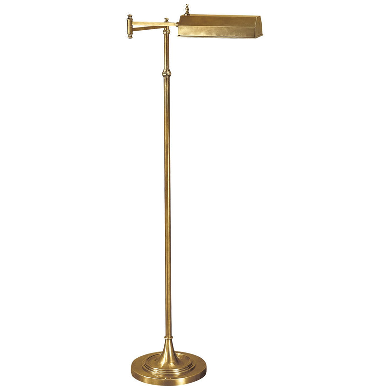 Dorchester Swing Arm Pharmacy Floor Lamp in Antique-Burnished Brass