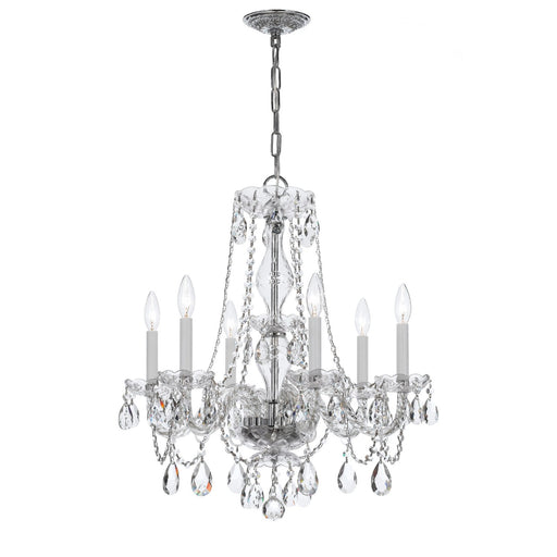 Traditional Crystal 6 Light 23" Chandelier in Polished Chrome