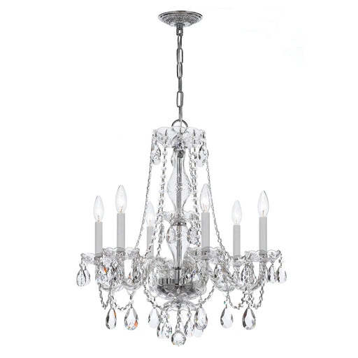 Traditional Crystal 6 Light 23" Chandelier in Polished Chrome