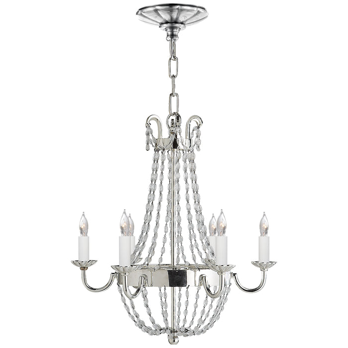 Paris Flea Market Six Light Chandelier in Polished Silver