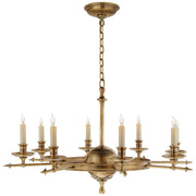 Leaf and Arrow Large 8-Light Chandelier in Antique-Burnished Brass