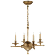 Leaf and Arrow Small 4-Light Chandelier in Antique-Burnished Brass