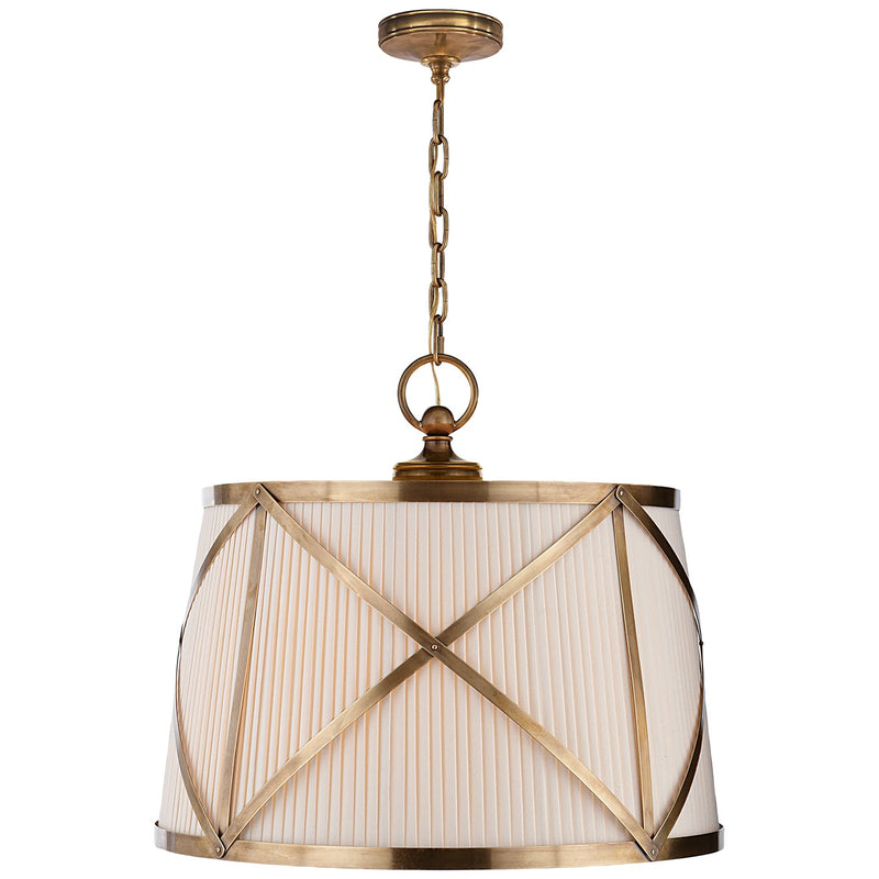 Grosvenor Large 3-Light Drum Pendant in Antique-Burnished Brass