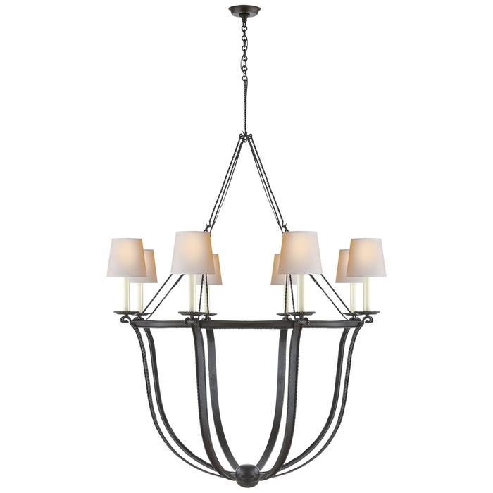 Lancaster Eight Light Chandelier in Aged Iron