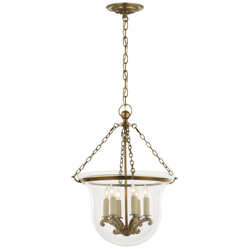 Country Bell Jar Six Light Lantern in Antique-Burnished Brass
