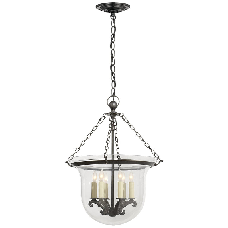 Country Bell Jar Medium 6-Light Lantern Pendant in Bronze