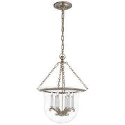 Country Bell Jar Medium 6-Light Lantern Pendant in Polished Nickel