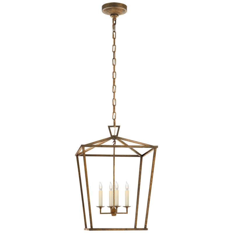 Darlana Medium 4-Light Lantern Chandelier in Gilded Iron