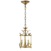 Diego Petite Perching Bird 3-Light Lantern Chandelier in Gilded Iron