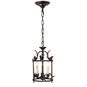 Diego Petite Perching Bird 3-Light Lantern Chandelier in Hand Painted Rust Finish