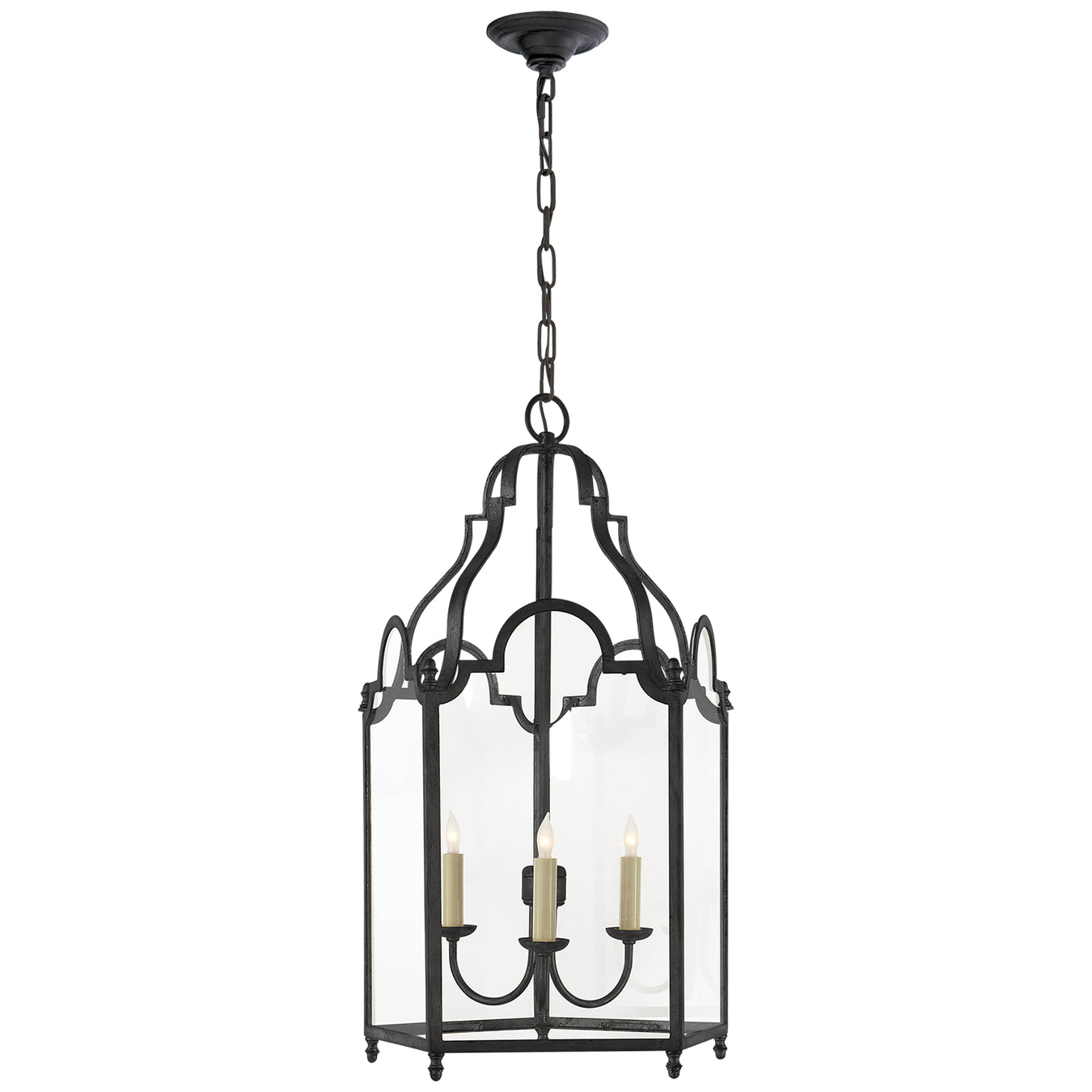French Market Three Light Lantern in Blackened Rust