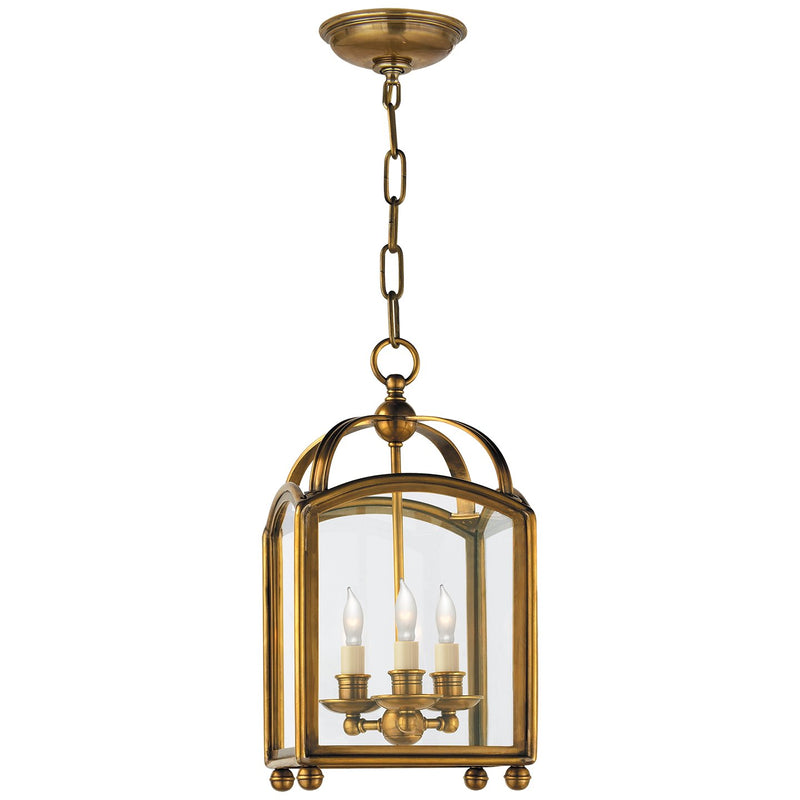 Arch Top Mini 3-Light Lantern Pendant in Antique-Burnished Brass