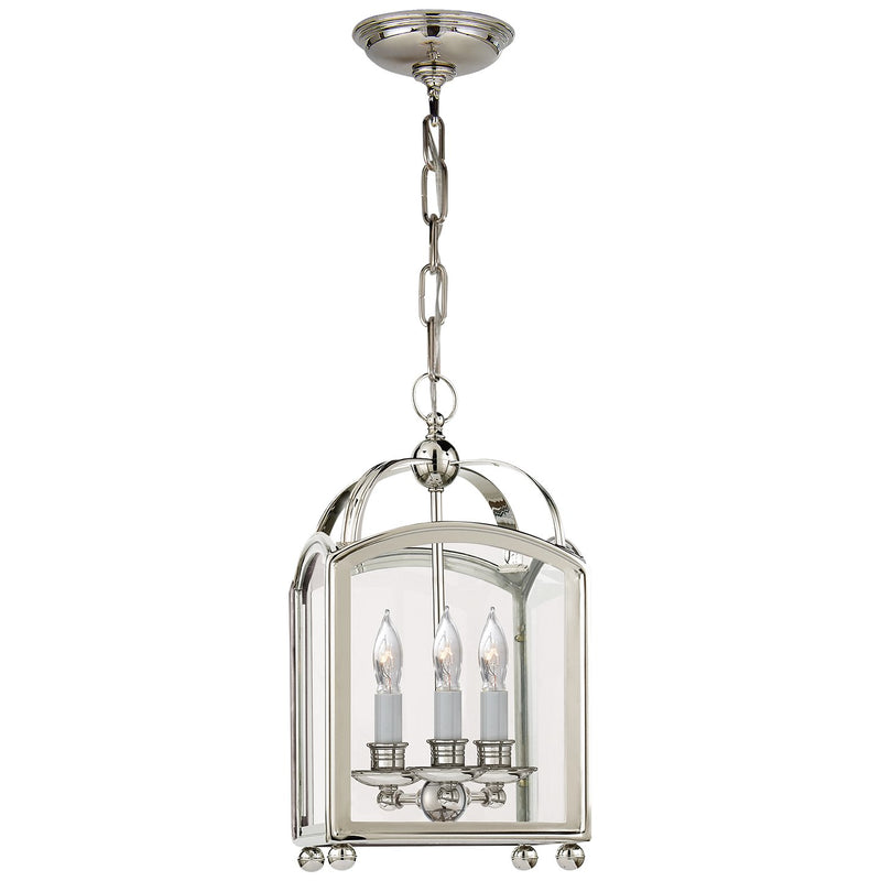 Arch Top Mini 3-Light Lantern Pendant in Polished Nickel