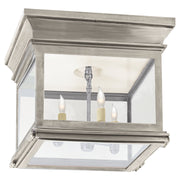 Club Small Square 3-Light Flush Mount in Antique Nickel