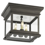 Club Small Square 3-Light Flush Mount in Bronze