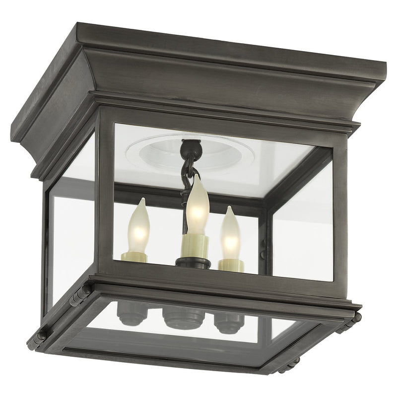 Club Small Square 3-Light Flush Mount in Bronze
