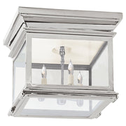 Club Small Square 3-Light Flush Mount in Polished Nickel