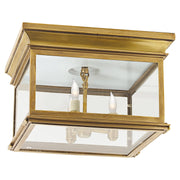 Club Large Square 3-Light Flush Mount in Antique-Burnished Brass