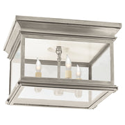 Club Large Square 3-Light Flush Mount in Antique Nickel