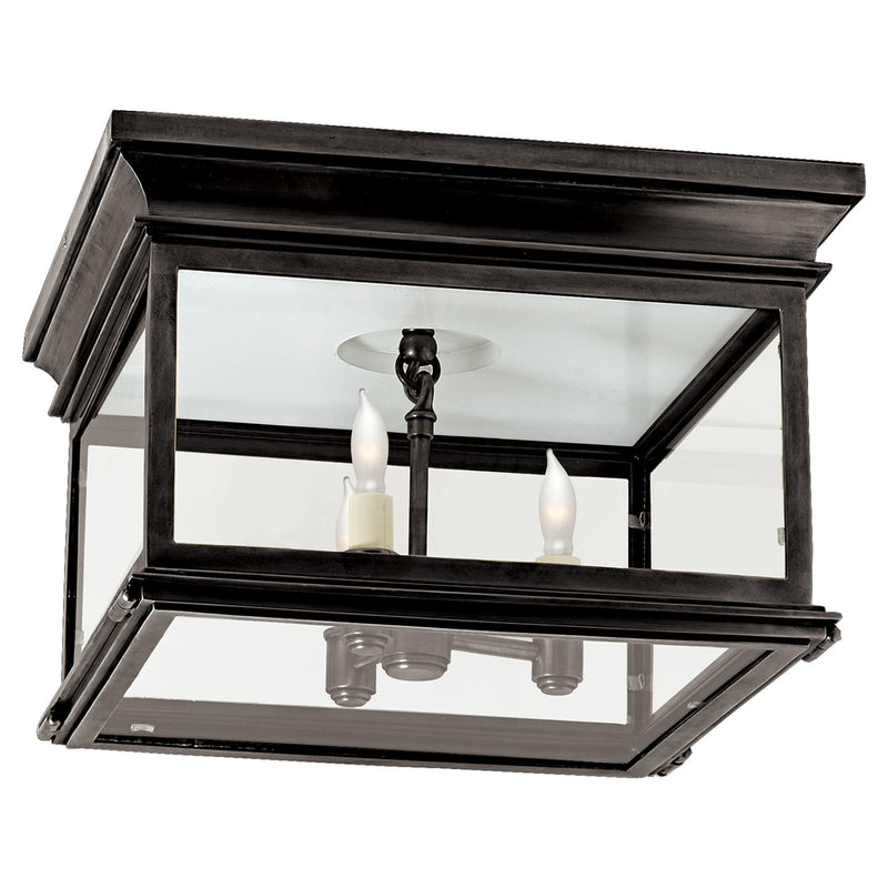Club Large Square 3-Light Flush Mount in Bronze