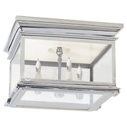 Club Large Square 3-Light Flush Mount in Polished Nickel