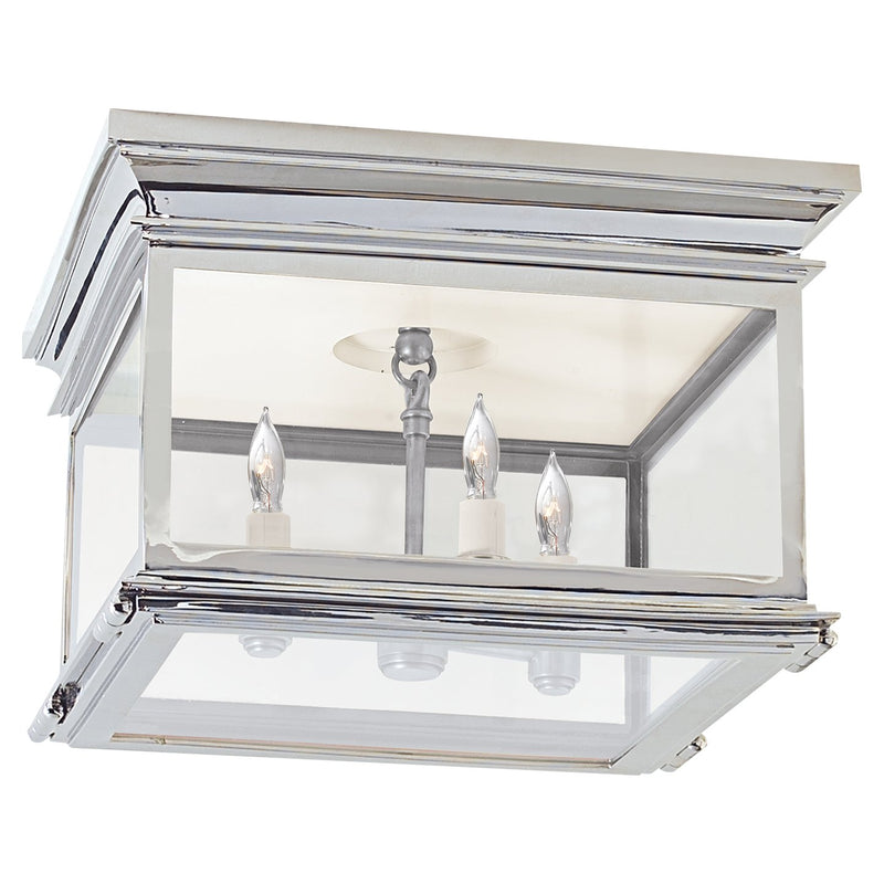 Club Large Square 3-Light Flush Mount in Polished Nickel
