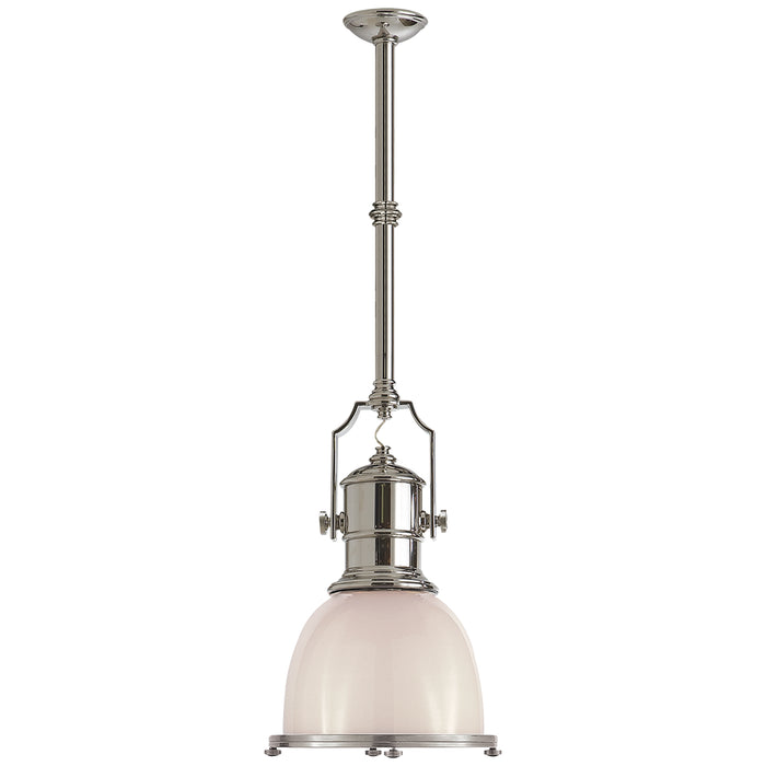 Country Industrial One Light Pendant in Polished Nickel