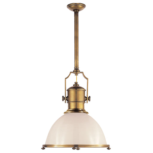 Country Industrial One Light Pendant in Antique-Burnished Brass