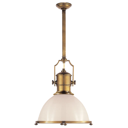 Country Industrial One Light Pendant in Antique-Burnished Brass