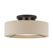 Ellsworth 3-Light Semi-Flush Mount with Parchment Shade in Bronze