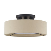 Ellsworth 3-Light Semi-Flush Mount with Parchment Shade in Bronze