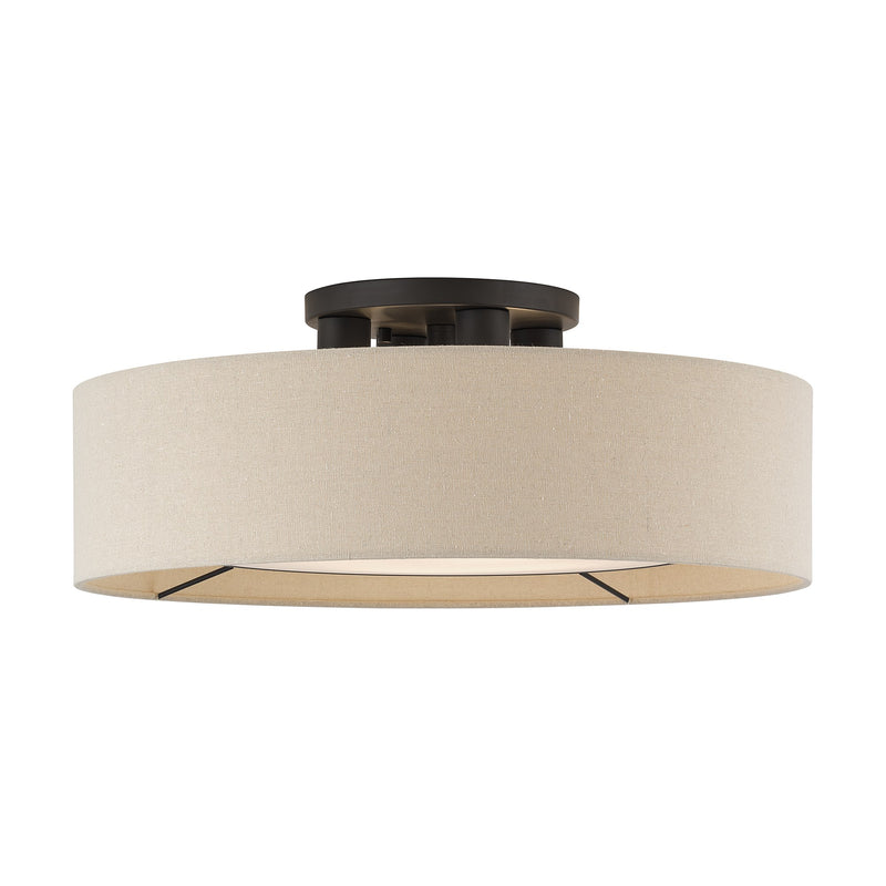 Ellsworth 4-Light Semi-Flush Mount with Parchment Shade in Bronze