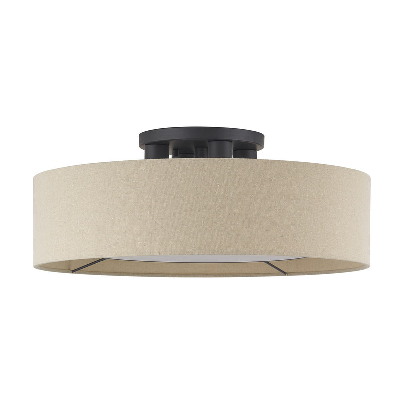 Ellsworth 4-Light Semi-Flush Mount with Parchment Shade in Bronze