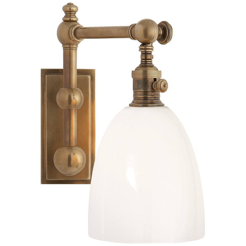 Pimlico Single Light Swing Arm Wall Lamp in Antique-Burnished Brass