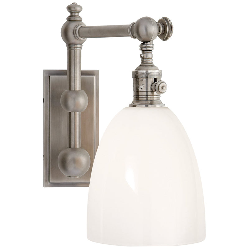 Pimlico Single Light Swing Arm Wall Lamp in Antique Nickel