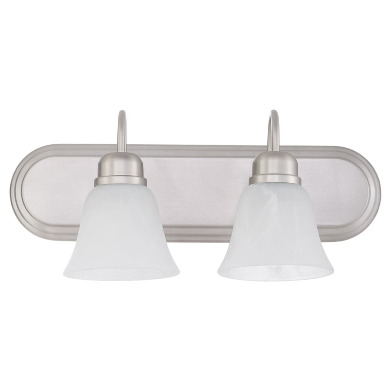 Campbell 2 Light Faux Alabaster Vanity in Satin Nickel