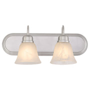Campbell 2 Light Faux Alabaster Vanity in Satin Nickel