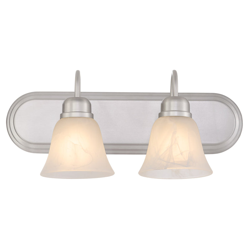 Campbell 2 Light Faux Alabaster Vanity in Satin Nickel