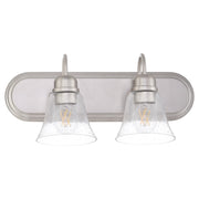 Campbell 2 Light Glass Vanity in Satin Nickel