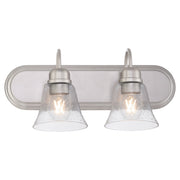 Campbell 2 Light Glass Vanity in Satin Nickel
