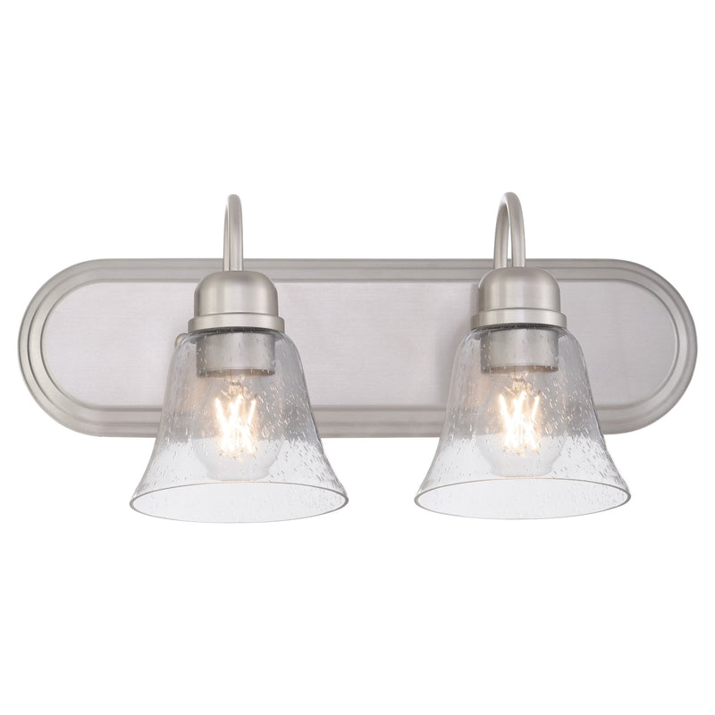 Campbell 2 Light Glass Vanity in Satin Nickel