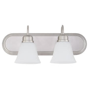 Campbell 2 Light Glass Vanity in Satin Nickel