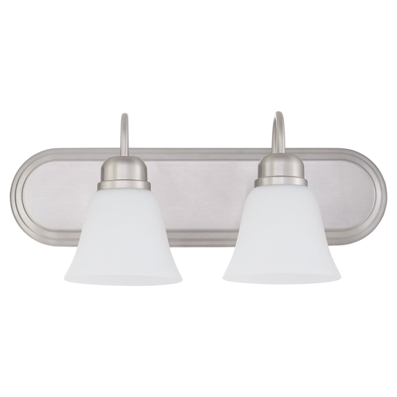 Campbell 2 Light Glass Vanity in Satin Nickel