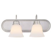 Campbell 2 Light Glass Vanity in Satin Nickel
