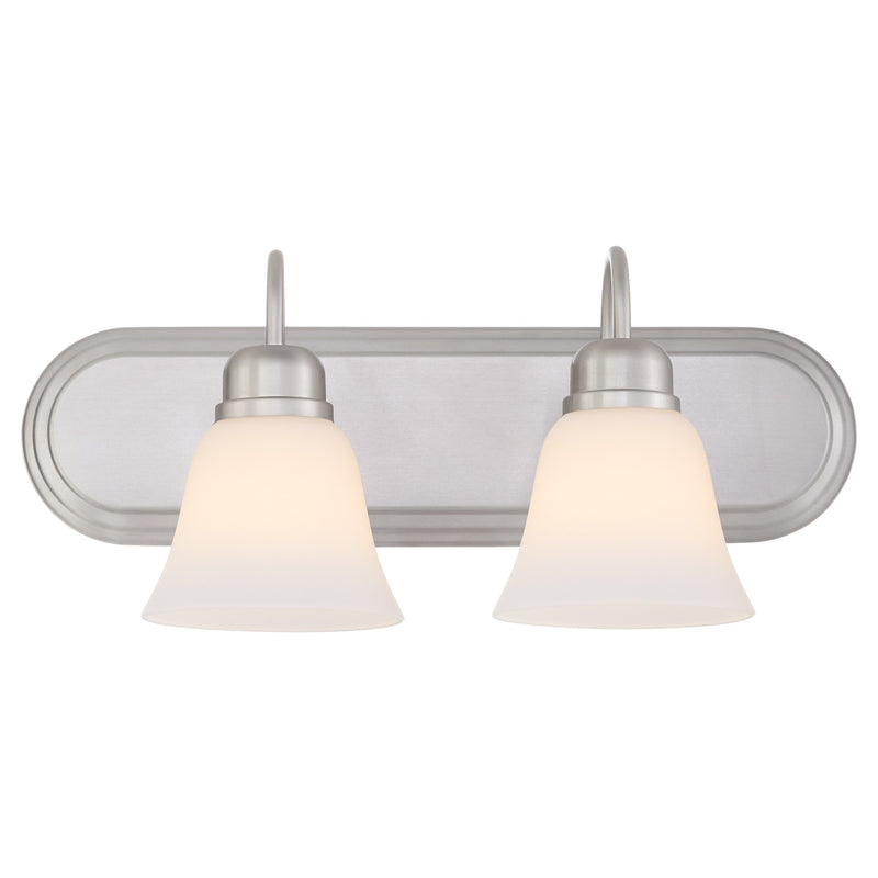 Campbell 2 Light Glass Vanity in Satin Nickel